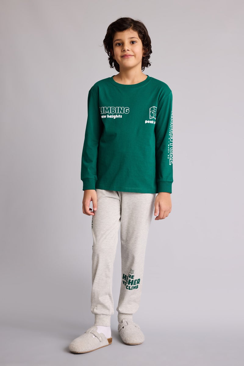 DeFacto Green Boy Boy Regular Fit 2 Piece Pajama Set Casual - Image 1